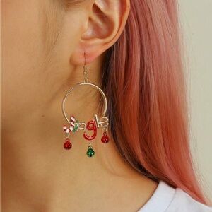 1 Pair Elegant Christmas "JINGLE" Earrings